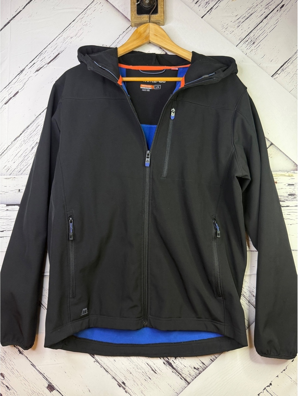 Hawke & Co Performance Softshell Tech Utility Jacket Black Hooded Full Zip Men L